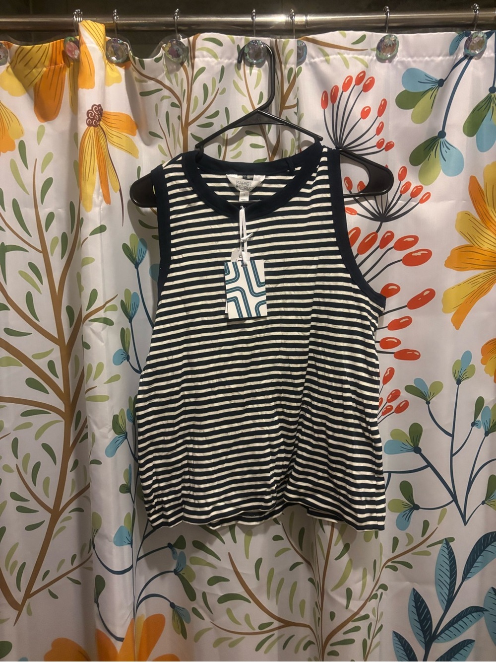 Market & Spruce Black and White Striped Tank Top